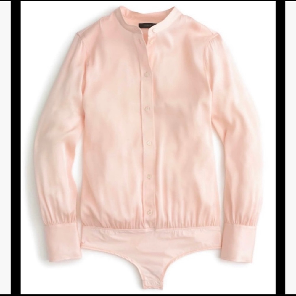 Light Pink J Crew Ashton Stretch Silk Bodysuit